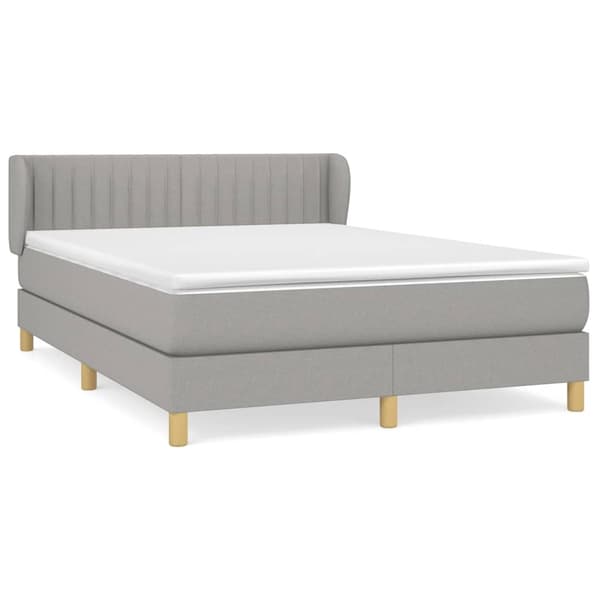 vidaXL Ramsäng med madrass ljusgrå 140x190 cm tyg Grå