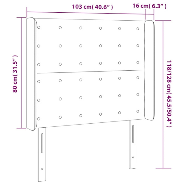 vidaXL Sänggavel med kanter cappuccino 103x16x118/128 cm konstläder Brun