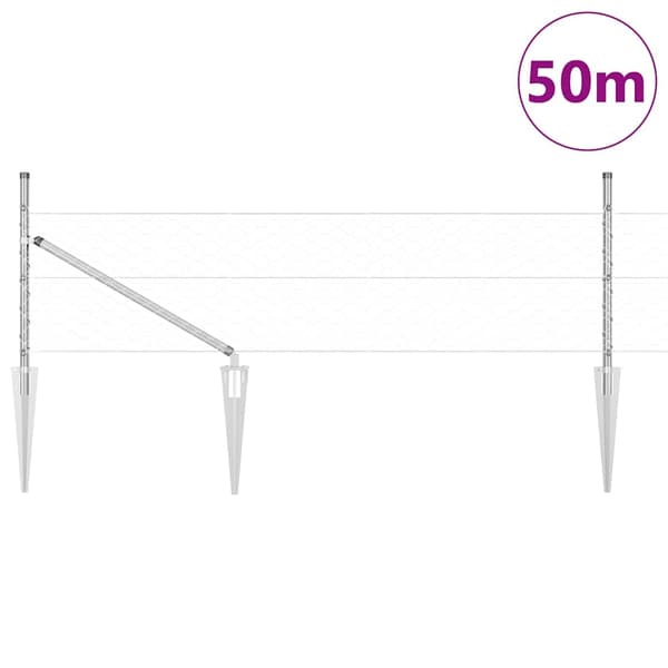 vidaXL Utomhus hexagonal stängsel med stolpe 50 x 0,5 m Silver Mesh Silver