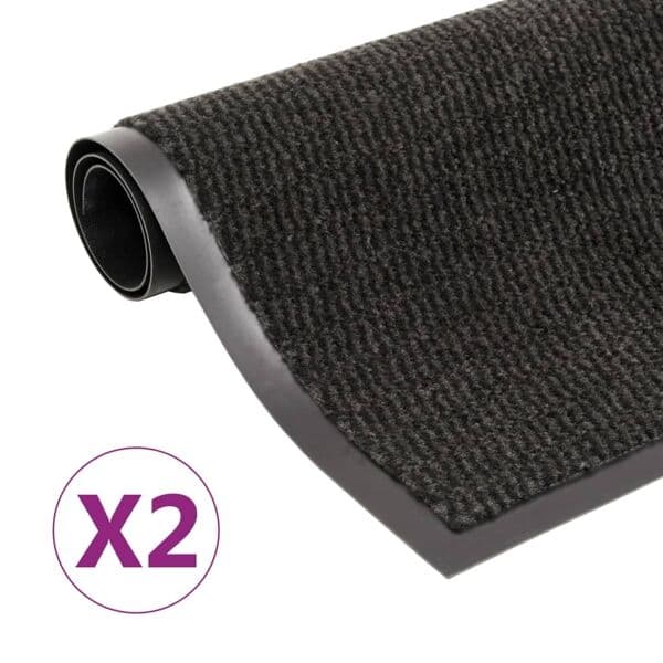vidaXL Dörrmattor 2 st rektangulär tuftad 60x90 cm svart Svart