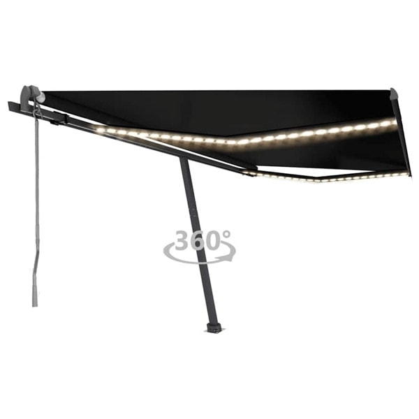 vidaXL Automatisk markis med vindsensor & LED 450x300 cm antracit Antracit