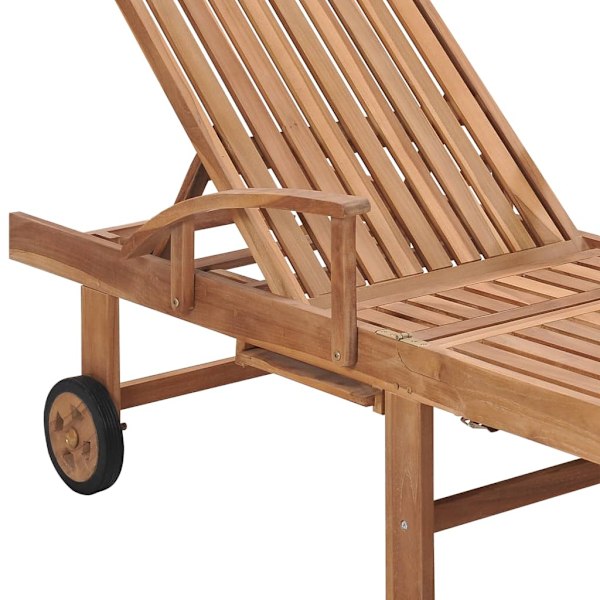 vidaXL Solsäng med kungsblå dyna massiv teak Blå