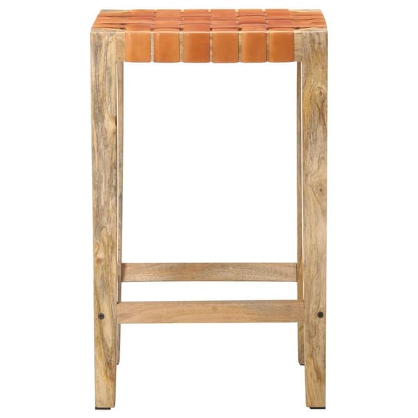 vidaXL Barstolar 2 st brun äkta läder 75 cm Brun