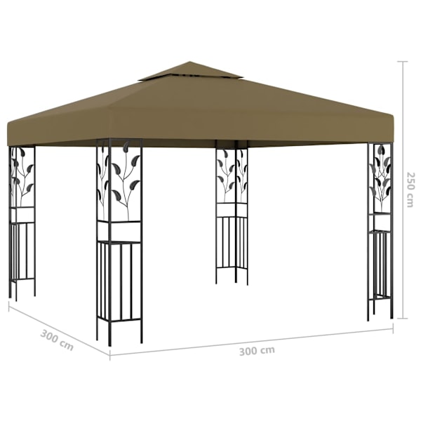vidaXL Paviljong med ljusslinga LED 3x3 m taupe Taupe