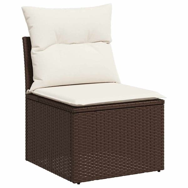 vidaXL Trädgårdsoffset 7 st Brun Poly Rattan Brun