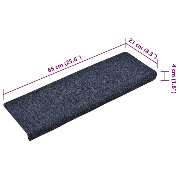 vidaXL Trappmattor självhäftande 15 st 65x21x4 cm blå rektangulär kant Blå
