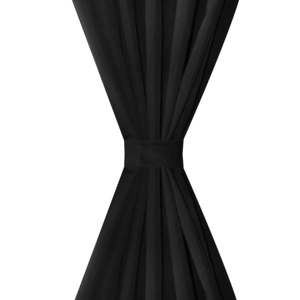 vidaXL 2-pack gardiner med öglor i svart microsatin 140 x 175 cm Svart