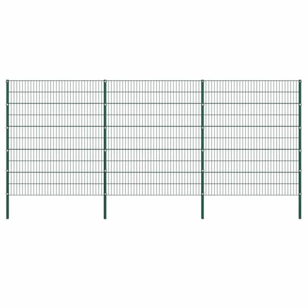 vidaXL Staketpanel med stolpar järn 522x200 cm grön Grön