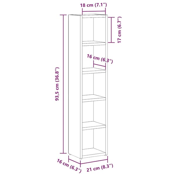 vidaXL CD-hyllor 2 st vit 21x16x93,5 cm konstruerat trä Vit