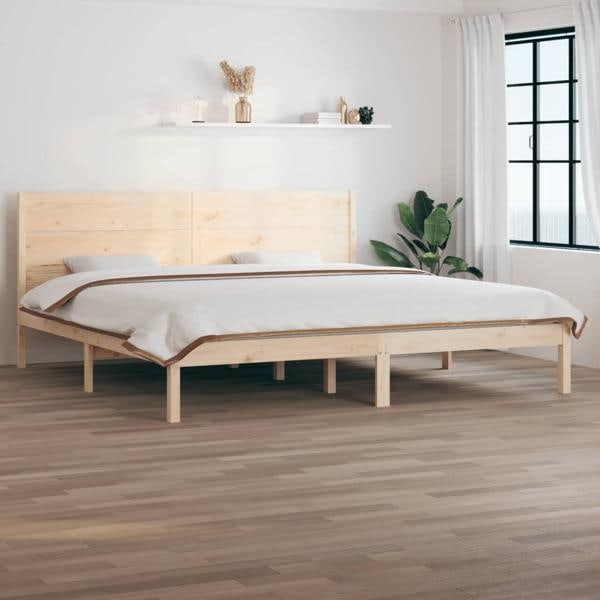 vidaXL Sängram massivt trä 200x200 cm Brun