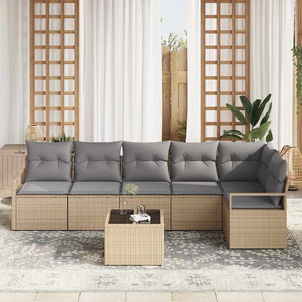 vidaXL Soffset 7 st Beige konstrotting Beige