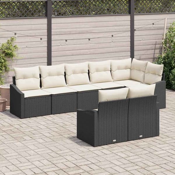 vidaXL Soffset 8 st Svart konstrotting Svart