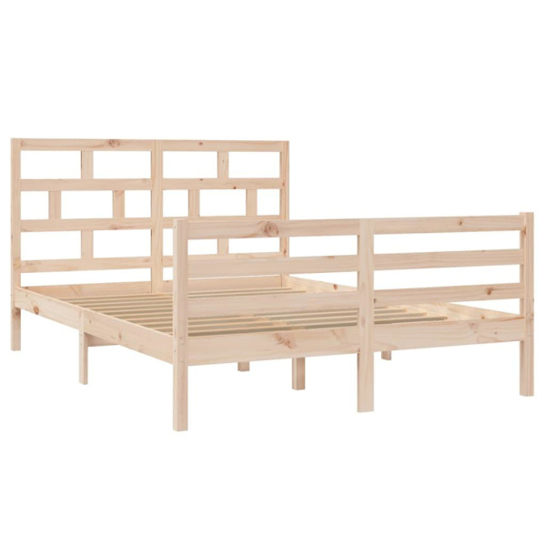 vidaXL Sängram massiv furu 140x200 cm Brun