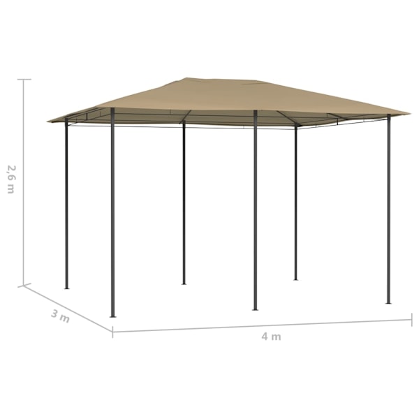 vidaXL Paviljong 3x4x2,6 m taupe 160 g/m² Taupe
