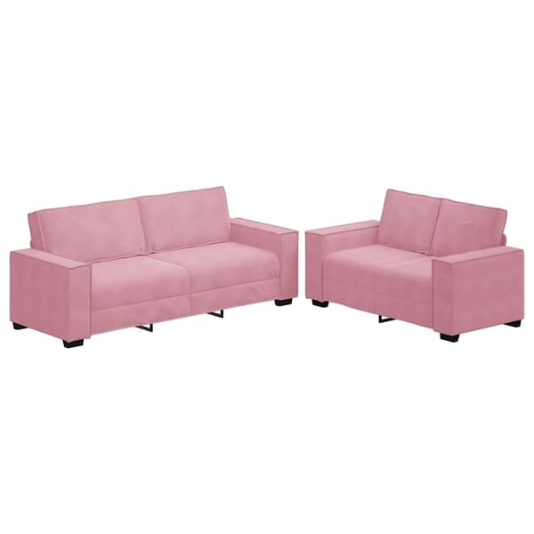 vidaXL Soffgrupp med dynor 2 delar rosa sammet Rosa