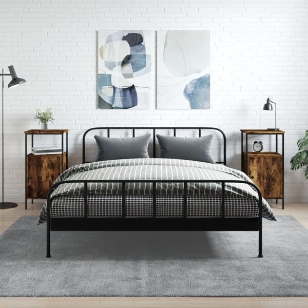 vidaXL Sängbord 2 st rökfärgad ek 41x31x80 cm konstruerat trä Brun