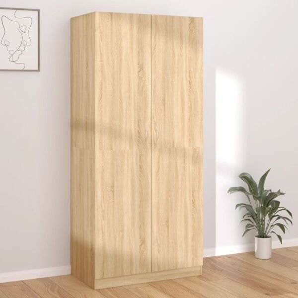 vidaXL Garderob sonoma-ek 90x52x200 cm konstruerat trä Brun