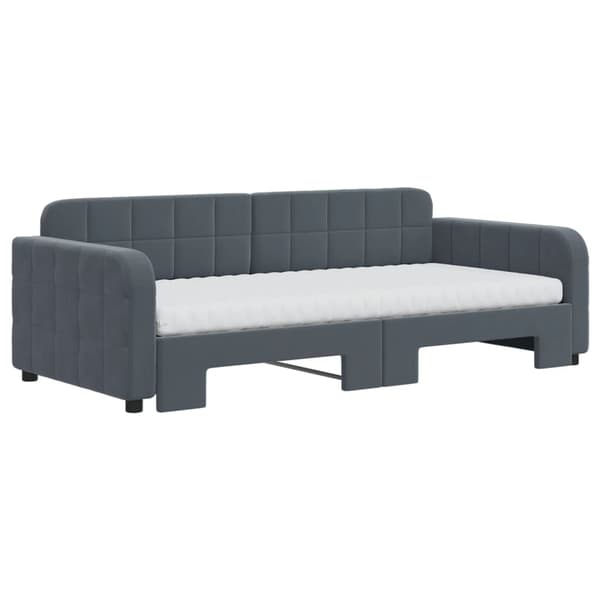 vidaXL Dagbädd utdragbar och madrasser mörkgrå 90x190 cm sammet Grå