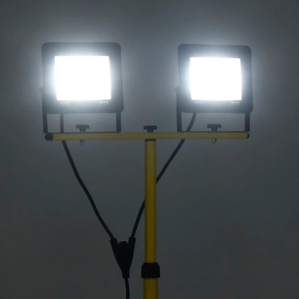 vidaXL Strålkastare med stativ 2x50 W LED kallvit Svart