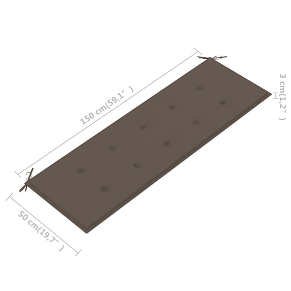 vidaXL Bänkdyna för trädgården taupe 150x50x3 cm oxfordtyg Taupe