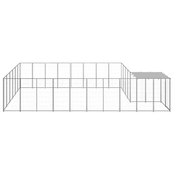 vidaXL Hundgård silver 15,73 m² stål Silver