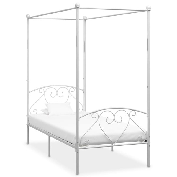 vidaXL Sänghimmel utan madrass vit metall 100x200 cm Vit