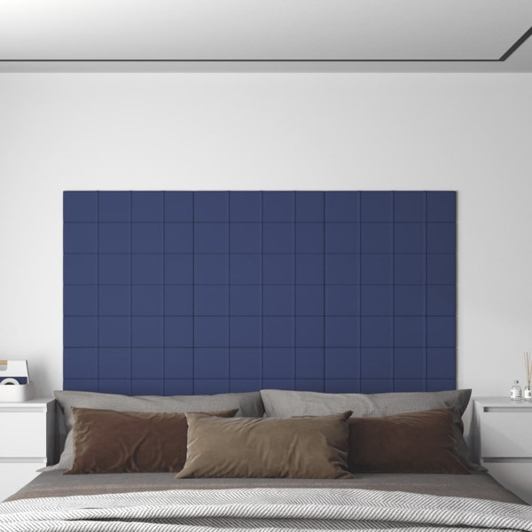 vidaXL Väggpaneler 12 st blå 60x15 cm tyg 1,08 m Blå