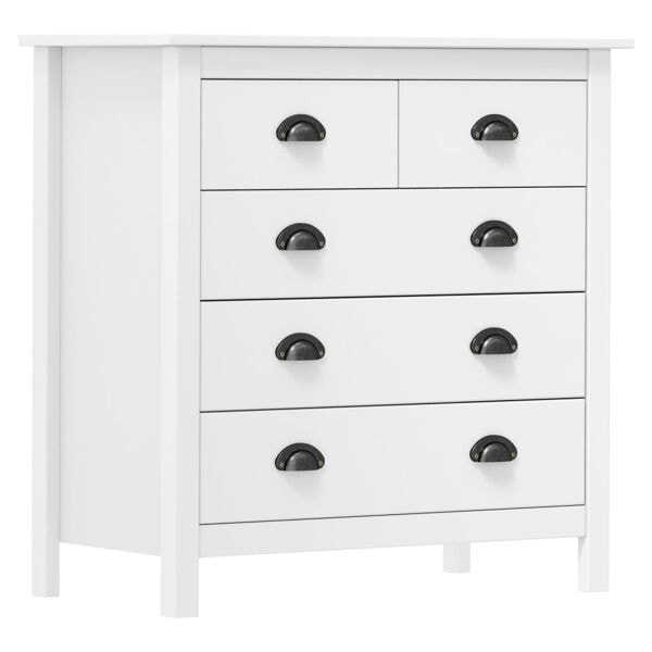 vidaXL Skänk Hill vit 79x40x80 cm massiv furu Vit