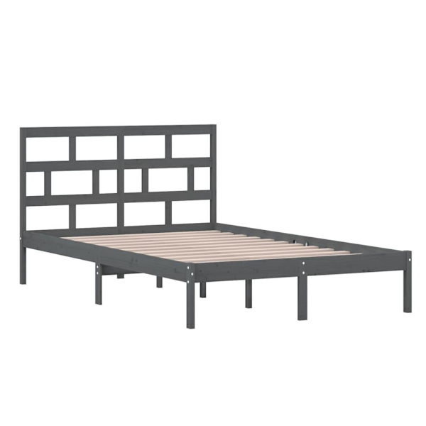 vidaXL Sängram grå massiv furu 120x200 cm Grå