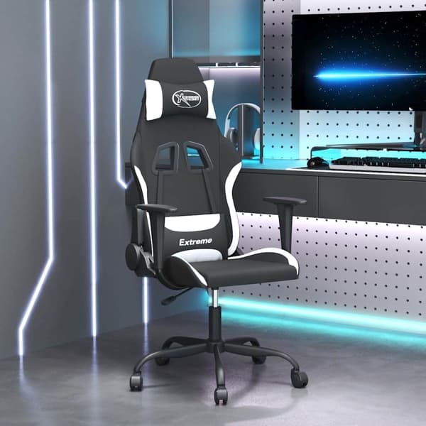 vidaXL Gamingstol svart och vit tyg Vit