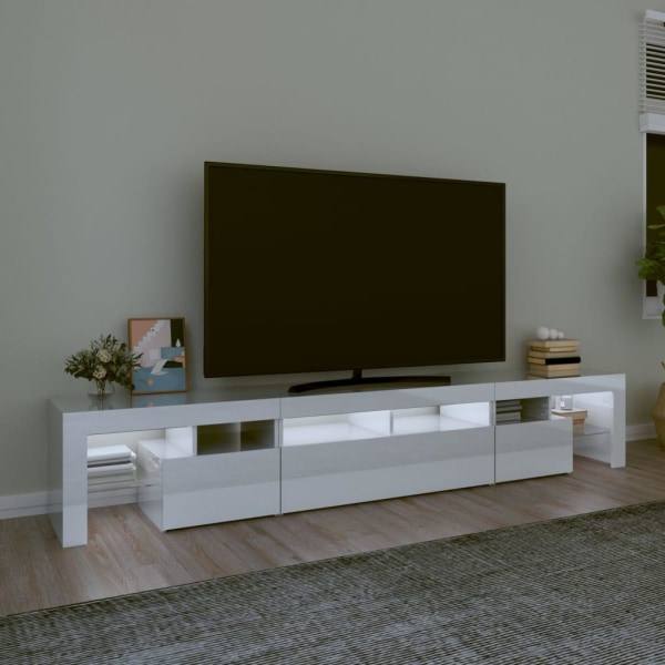 vidaXL Tv-bänk med LED-belysning vit högglans 230x36,5x40 cm Vit