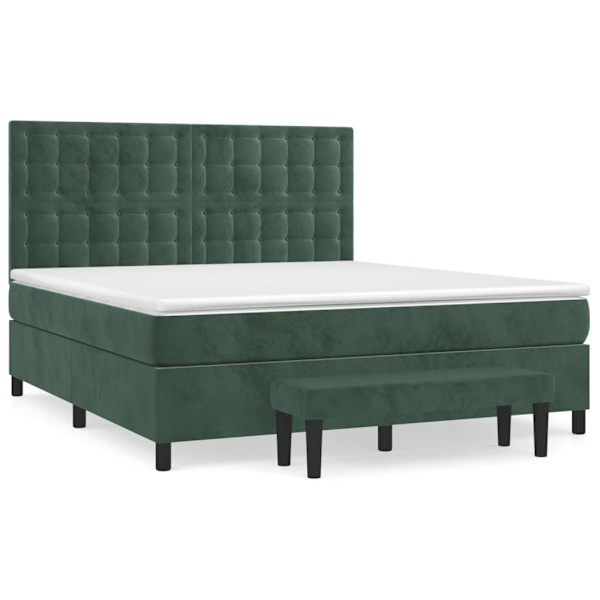 vidaXL Ramsäng med madrass mörkgrön 160x200 cm sammet Grön