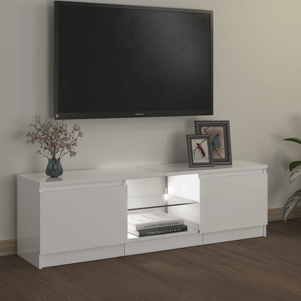 vidaXL TV-bänk med LED-belysning vit högglans 120x30x35,5 cm Vit