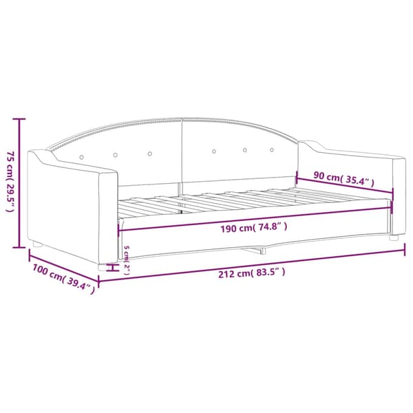 vidaXL Dagbädd mörkgrå 90x190 cm tyg Grå