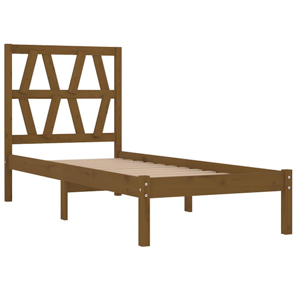 vidaXL Sängram honungsbrun massiv furu 100x200 cm enkelsäng Brun