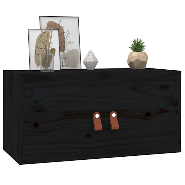 vidaXL Väggskåp svart 60x30x30 cm massiv furu Svart