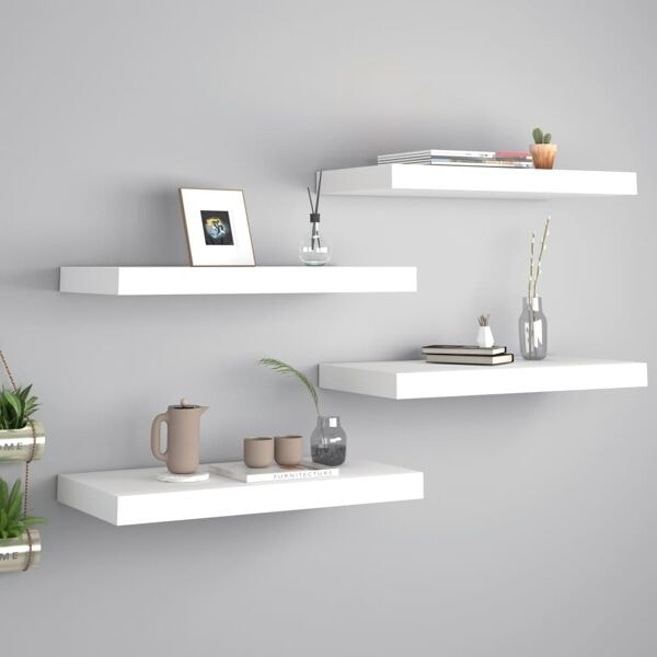 vidaXL Svävande vägghyllor 4 st vit 50x23x3,8 cm MDF Vit
