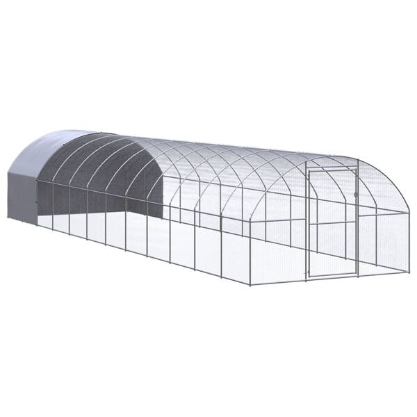 vidaXL Hönsbur för utomhusbruk 3x12x2 m galvaniserat stål Silver