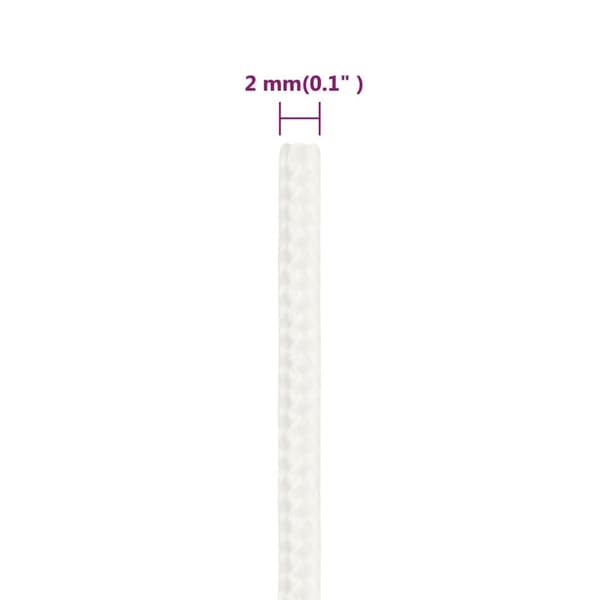 vidaXL Båtlina helvit 2 mm 100 m polypropylen
