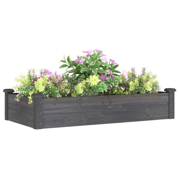 vidaXL Odlingslåda med foder grå 120x60x25 cm massivt granträ Grå