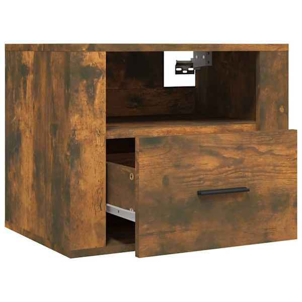 vidaXL Väggmonterat sängbord rökfärgad ek 50x36x40 cm Brun