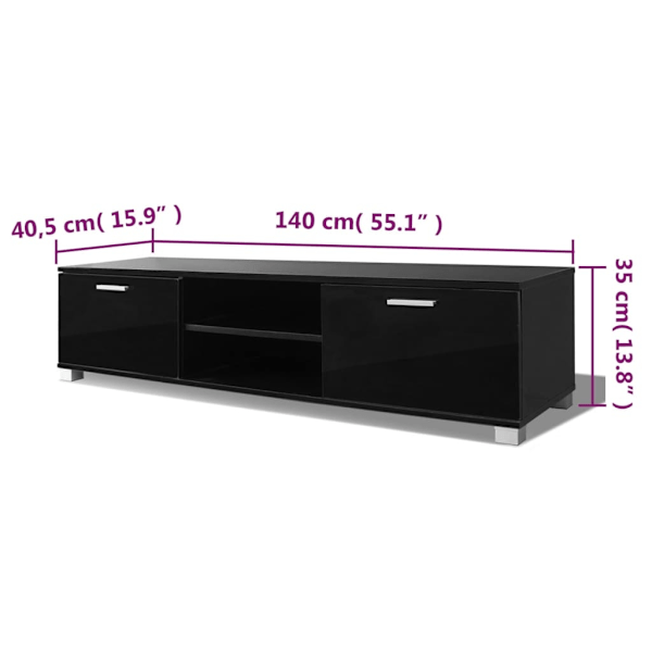 vidaXL TV-bänk högglans svart 140x40,3x34,7 cm Svart