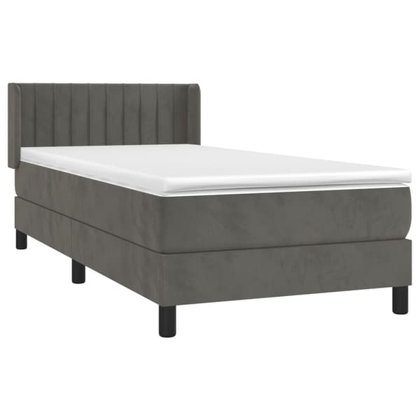 vidaXL Ramsäng med madrass mörkgrå 90x200 cm sammet Grå