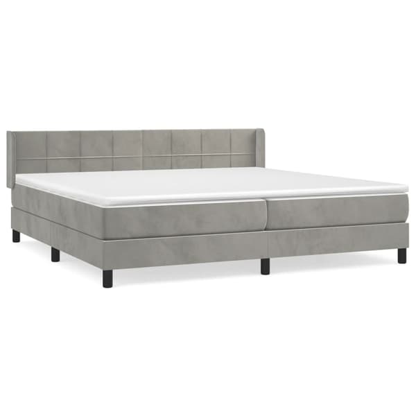 vidaXL Ramsäng med madrass ljusgrå 200x200 cm sammet Grå