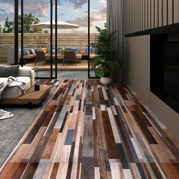 vidaXL Självhäftande PVC-golvplankor 2,51 m² 2 mm flerfärgad multifärg