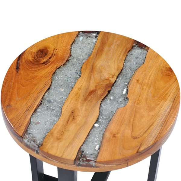 vidaXL Soffbord 40x45 cm massiv teak och polyresin multifärg