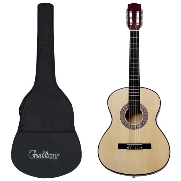 vidaXL Gitarr för nybörjare med fodral klassisk 3/4 36" Ljusbrun