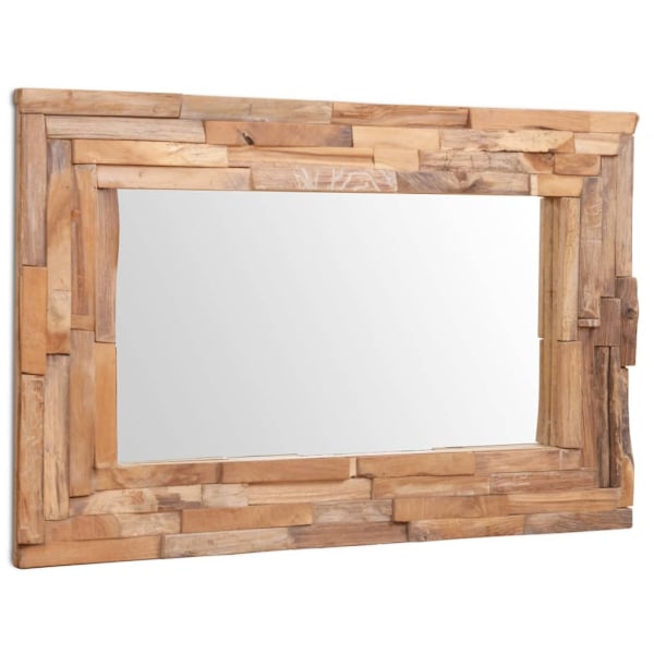 vidaXL Prydnadsspegel teak 90x60 cm rektangulär Brun