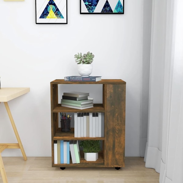 vidaXL Skåp med hjul rökfärgad ek 60x35x75 cm konstruerat trä Brun