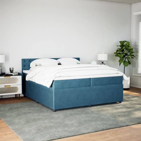vidaXL Ramsäng med madrass blå 200x200 cm sammet Blå